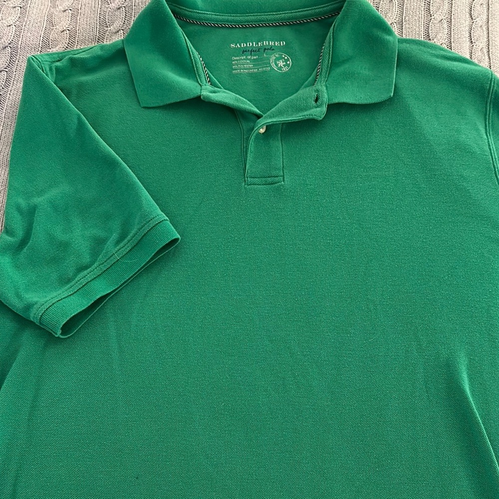 Saddlebred Men’s Size L Kelly Green Polo Shirt Classic Style